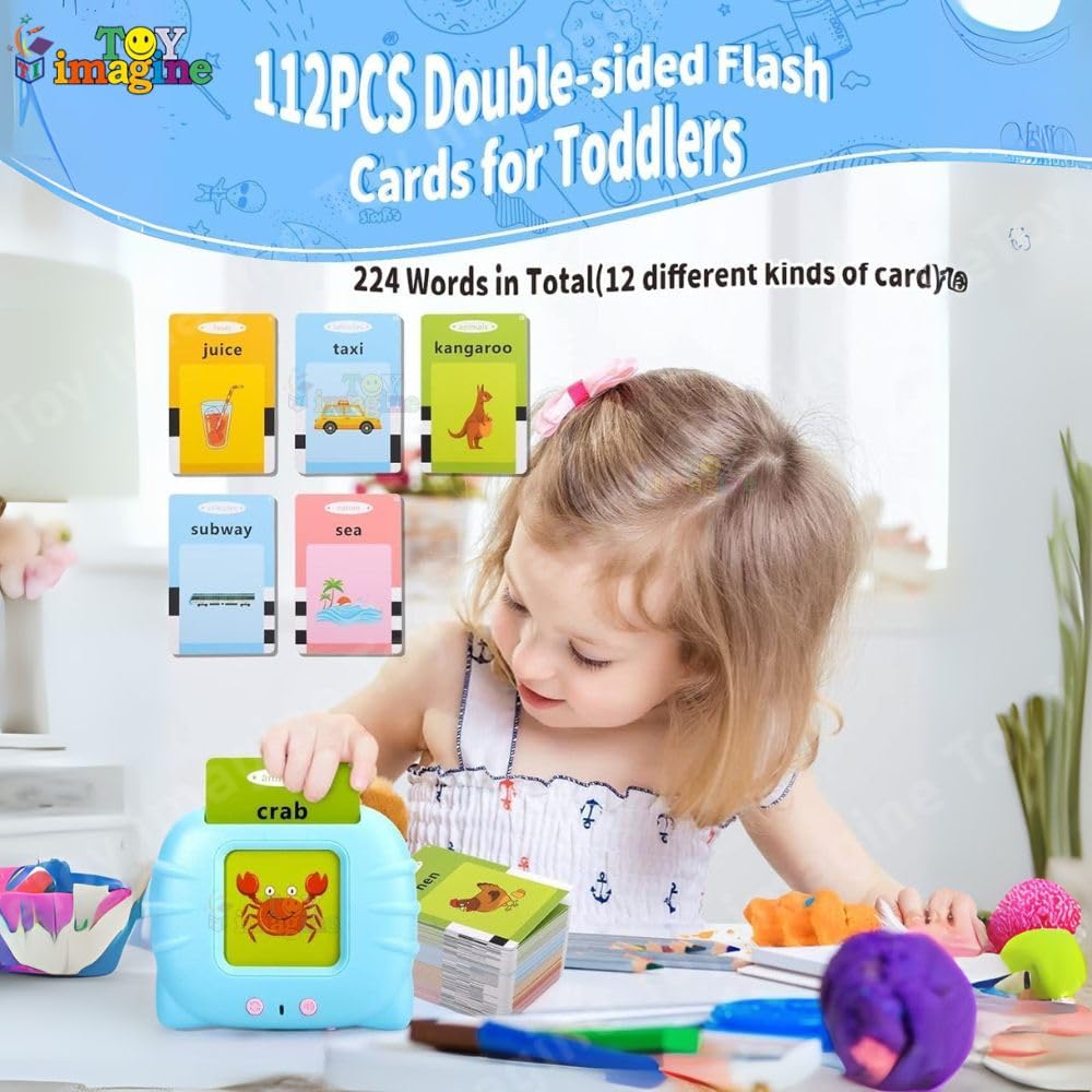 Toy Imagine Talking Flash Cards Toy for Kids | 224-Word Learning Device for Toddlers | Montessori Learning Toys for Boys & Girls Ages 2-6 | Preschool Game & Birthday Present,Language Skills