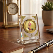 DIVINITI 24K Gold Plated Lord Murugan Acrylic Frame for Car Dashboard, Home Temple & Office Table | Premium Spiritual Gift, Blessings for Protection & Positivity, 8x7 cm Decorative Showpiece