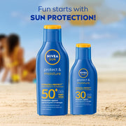 NIVEA Sun Protect And Normal Moisture 125Ml Spf 50 Advanced Sunscreen For Instant Protection| Pa+++ Uva - Uvb Protection System| Vitamin E + Moisture| Very Water Resistant| For Men & Women