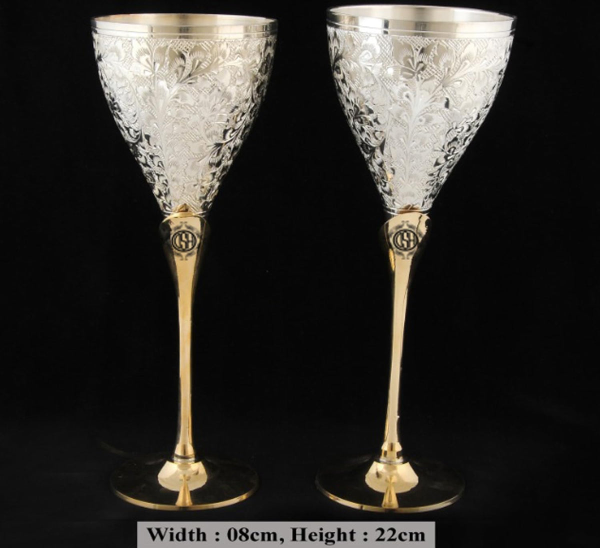 DSH Wine Glass Set Champagne Glass Flute Design Silver Color | Goblet Glass Best for Parties, Set of 2, 200 ML