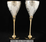 DSH Wine Glass Set Champagne Glass Flute Design Silver Color | Goblet Glass Best for Parties, Set of 2, 200 ML