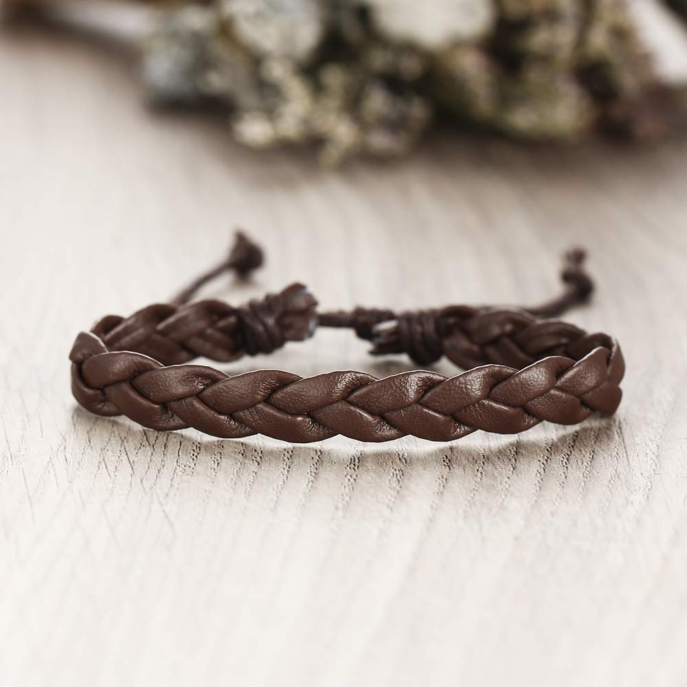Shining Diva Fashion Brown Leather Stylish Bracelets for Men and Boys (Set of 4) (9891b)