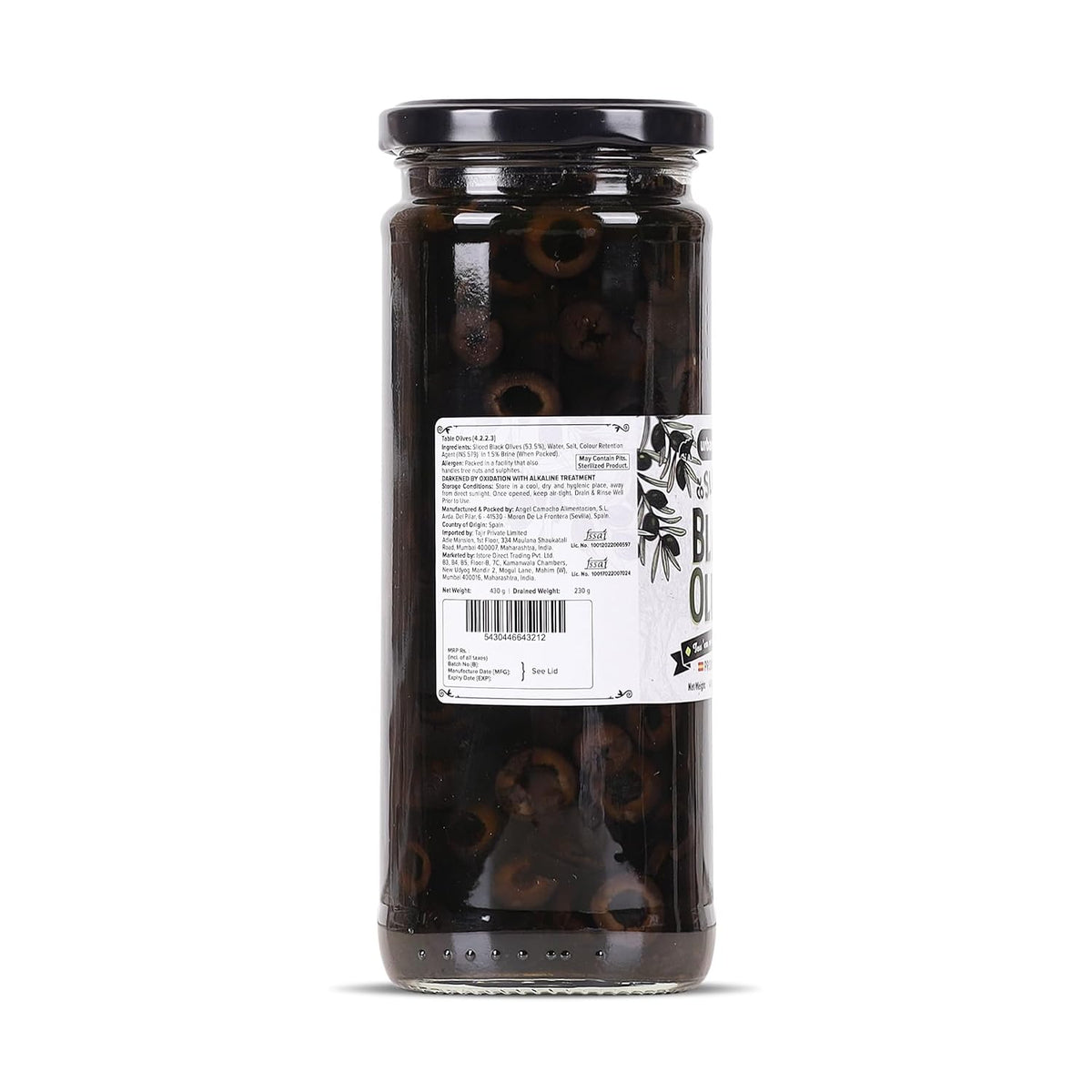 Urban Platter Sliced Black Spanish Olives, 430g (Bold, Savoury Mediterranean Flavour | Perfect for Pizzas, Pastas, Nachos & Salads)