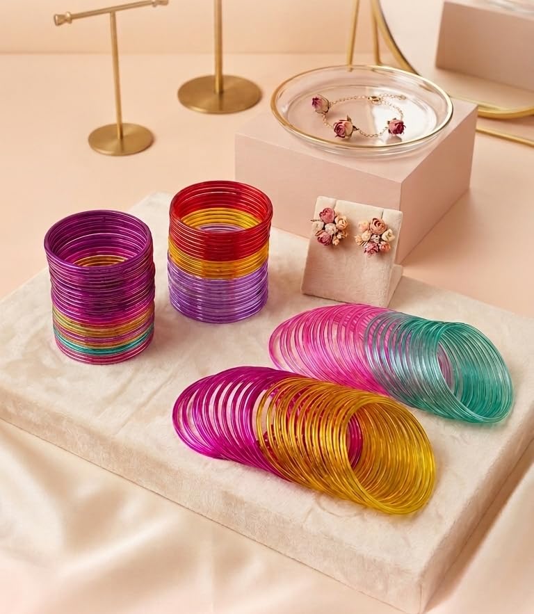 NMII Glass with Plain and Simple Design Glossy Finished Fancy Bangle Set For Women and Girls | Glass Bangles | Stylish Women's Bangles