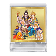 DIVINITI 24K Gold Plated Religious Car Dashboard Frame | Premium God Idol Frame for Car, Home Mandir & Office Table | Spiritual Gift, Decorative Showpiece | Shiv Parivar