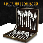 Parage 18 Pieces Premium Stainless Steel Cutlery Set, Home & Kitchen with Gift Box (6 Pieces Each Table Spoons, Table Forks & Tea Spoons) with Leatherite Box