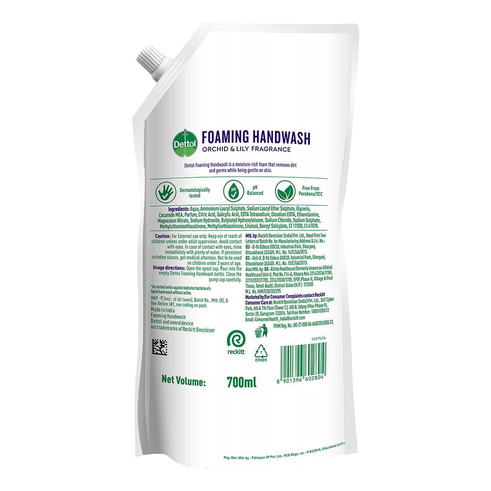 Dettol Orchid & Lily Fragrance Foaming Handwash Refill, 700ml