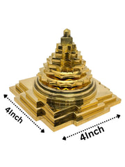 RUDRADIVINE Brass Maha Meru Shri Yantra 4 Inch Solid 3D with Accurate Laser Cutting for Wealth & Luck