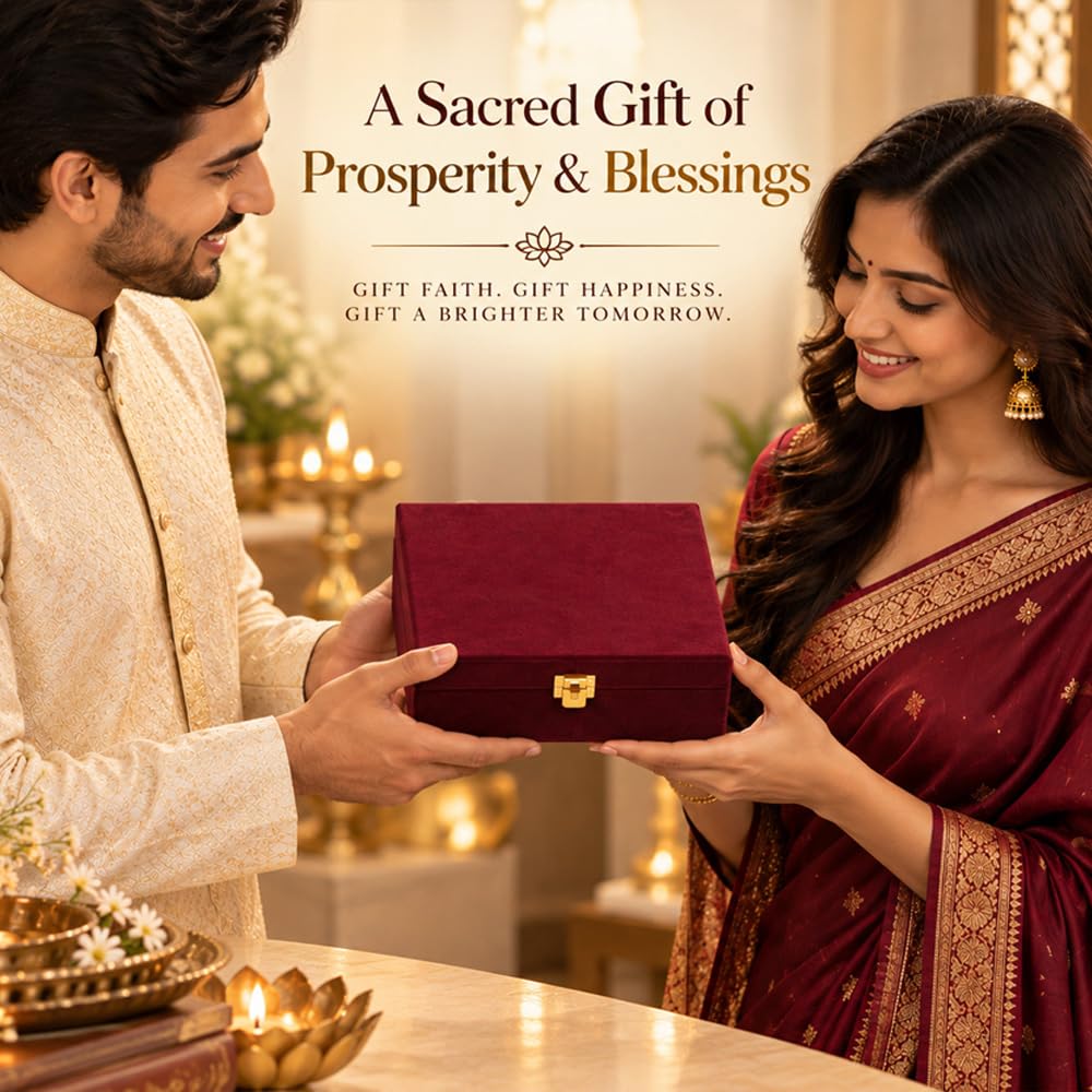 DIVINITI Siddh Energised Maha Lakshmi Yantra | 24k Gold Plated Foil Prosperity Vastu Frame for Home, Office & Puja Room | Premium Gift Box | Spiritual Yantra for Wealth, Fortune & Prosperity | 12 X 11 CM