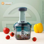 E-COSMOS Food Chopper Manual Hand Press Push Chopper with 4 Blades for Effortless Chopping Vegetables & Fruits (