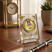 DIVINITI 24K Gold Plated Lord Adinath With Namokar Acrylic Frame for Car Dashboard, Home Temple & Office Table | Premium Spiritual Gift, Blessings for Protection & Positivity, 8x7 cm