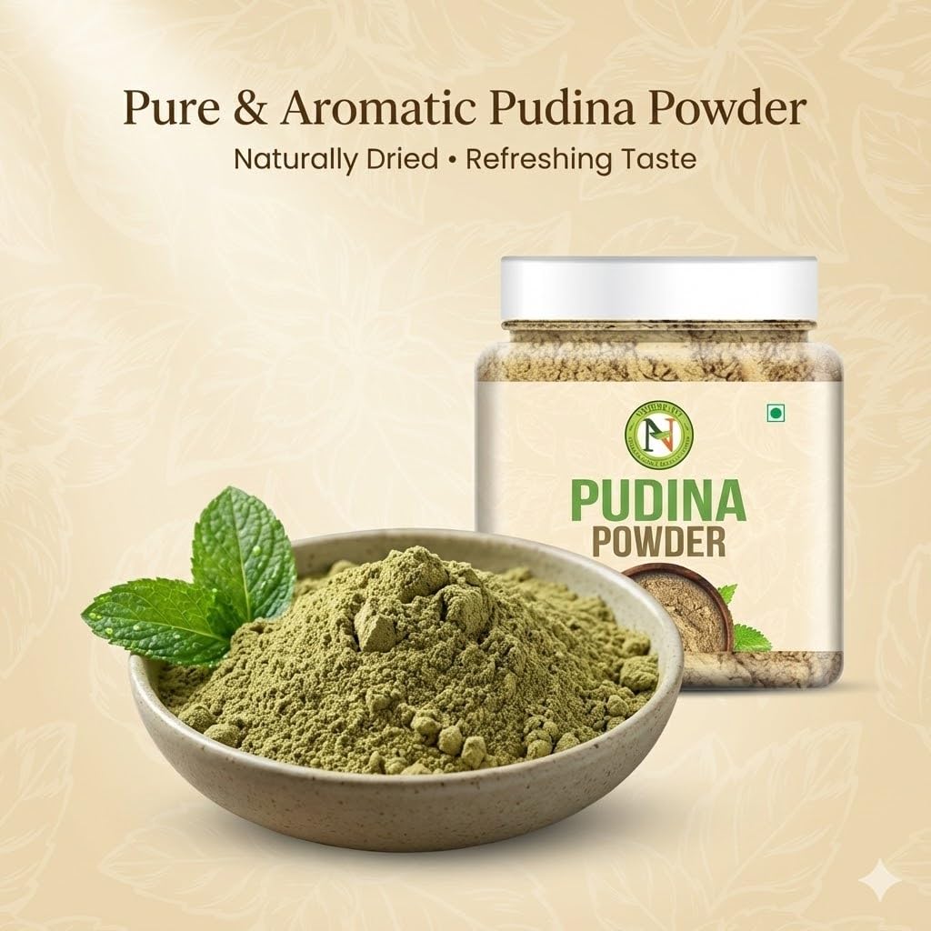 NatureVit Pudina Powder for Cooking 500gm [250g x 2 Jar] | Dried Mint Leaf Powder | Natural Flavor Enhancer | Refreshing & Aromatic | Ideal for Chutneys, Raitas, Masala Mixes