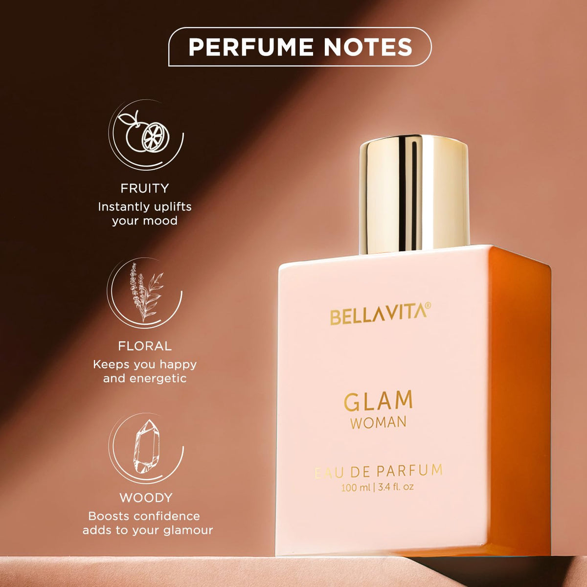 Bella Vita Luxury Women Eau De Parfum Wood Scent Spray Gift Set 4X20 Ml & Glam Women Eau De Parfum Perfume For Her With White Honey & Virginia Cedar Scent, 100 Ml