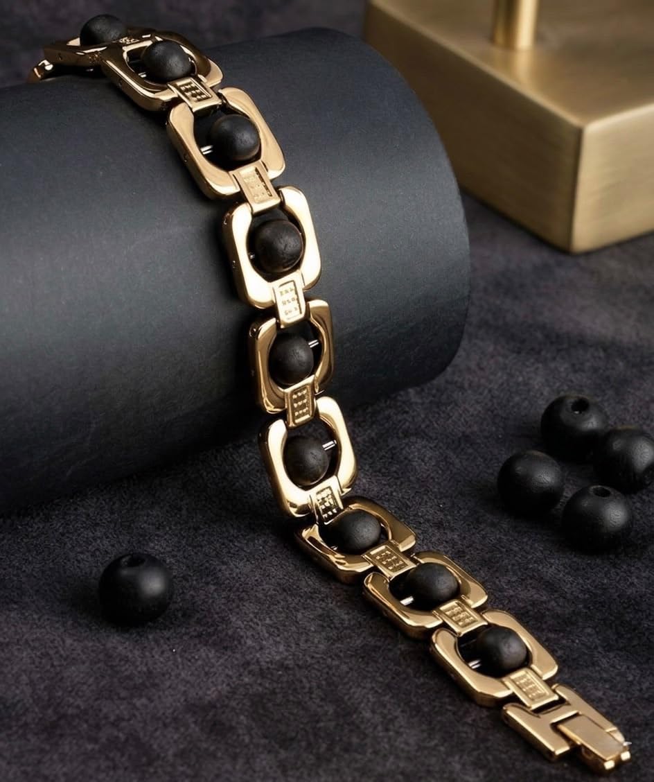 RUDRADIVINE Elegant Karungali Wood Chain Bracelet, Stone Material, Modern Style, Unisex, Adult, Size L