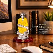 DIVINITI 999 Silver-Plated Sai Baba Idol | Shirdi Sai Murti for Home, Office & Pooja Mandir | Diwali, Housewarming & Spiritual Gift with Premium Gift Box | 9 x 6.5 CM