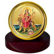 DIVINITI 24K Gold Plated Religious Car Dashboard Frame | Premium God Idol Frame for Car, Home Mandir & Office Table | Spiritual Gift, Decorative Showpiece | Durga Mata