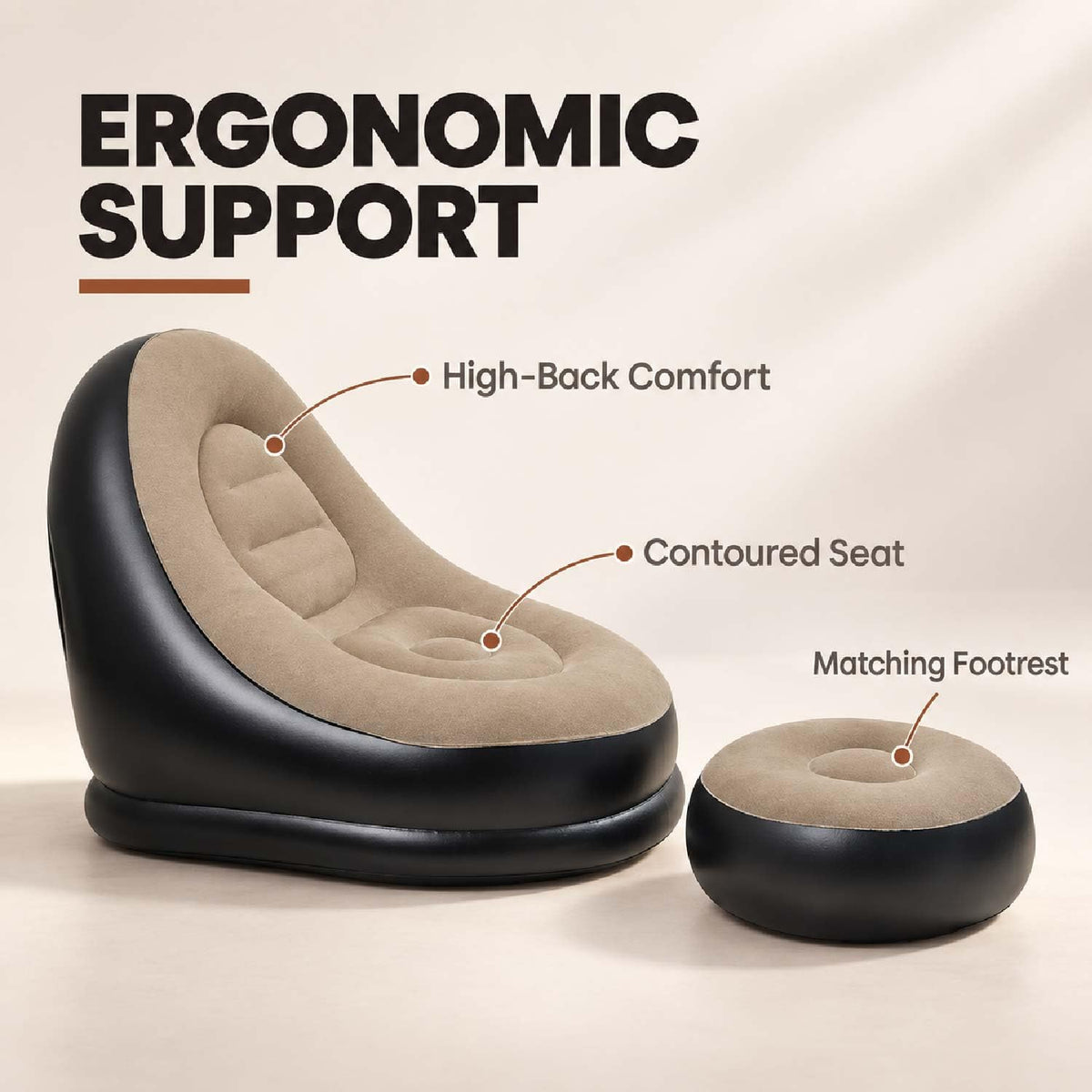 Toy Imagine Inflatable Lounge Chair with Air Pump & Matching Footrest