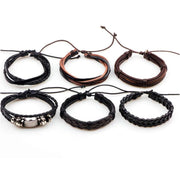 6pcs Latest Collection Genuine Leather Bracelet Wraps Casual Wear Skin Friendly Stylish Bracelets for Men Boys by Shining Diva Fashion