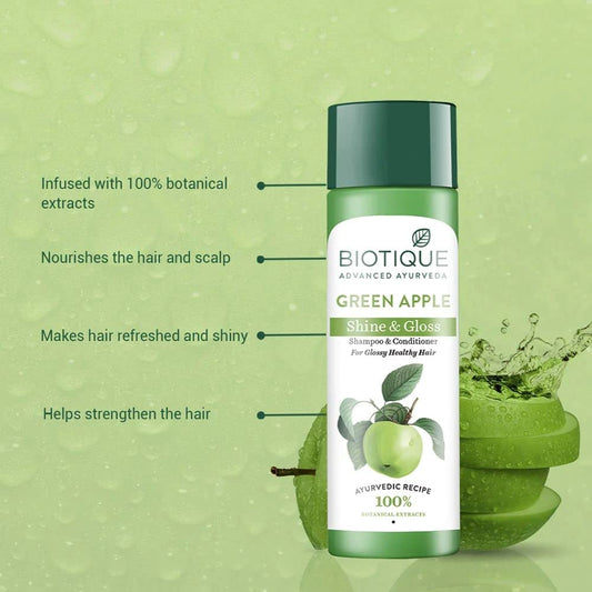 Biotique Fresh Daily Purifying Shampoo and Conditioner, Green Apple, 190ml