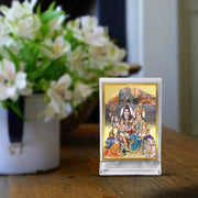 DIVINITI 24K Gold Plated Religious Car Dashboard Frame | Premium God Idol Frame for Car, Home Mandir & Office Table | Spiritual Gift, Decorative Showpiece | Shiv Parivar