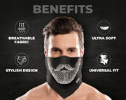 BEARDO Cotton Blend Bandana - Mask Designed For Bearded Male | Universal Fit | Breathable Fabric | Ultra Soft | Stylish | For Bikers And Everyday Use, Black