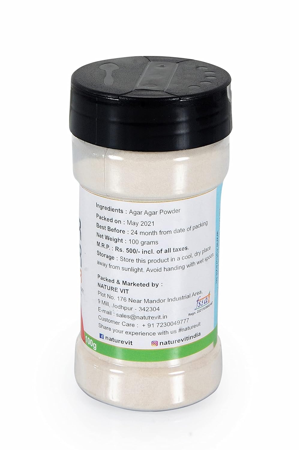NatureVit Agar Agar Powder 200 Gram | Natural Vegetarian Gelatin Substitute | China Grass for Jelly, Pudding, Cake & Desserts