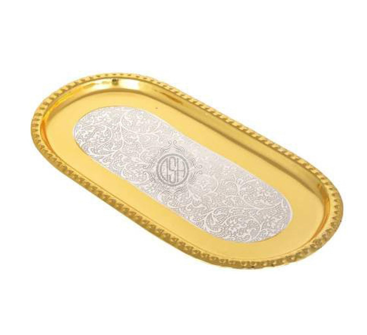 DSH Silver and Gold Plated Floral Bowl Set with Serving Spoons and Tray Used for Dry Fruit, Sweets Home Decor Item with Velvet Box