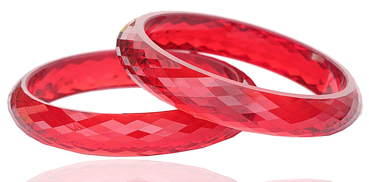 NMII Acrylic (Plastic) with Diamond Cut Pattern Glossy Finished Kada Set For Women and Girls