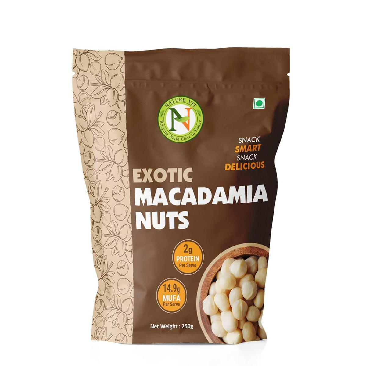 NatureVit Macadamia Nuts 250 Gram | Creamy, Crunchy & Loaded with Good Fats | Keto-Friendly Superfood for Snacking, Baking & Gifting | Heart-Healthy Premium Dry Fruit