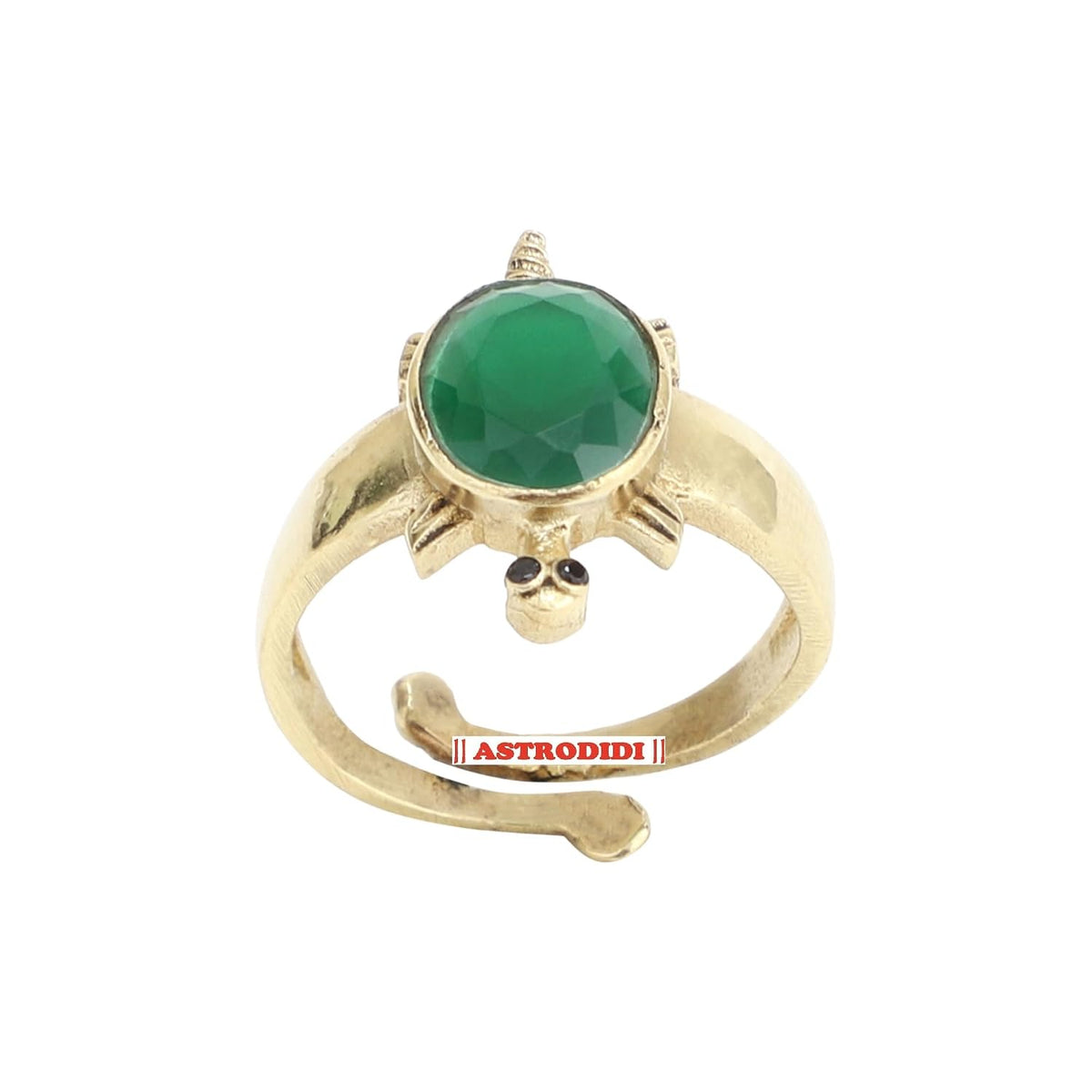 ASTRODIDI Green Zircon Stone Tortoise Ring | Adjustable Brass Kachua Turtle Meru Fashion Ring For Men Women Boys and Girls