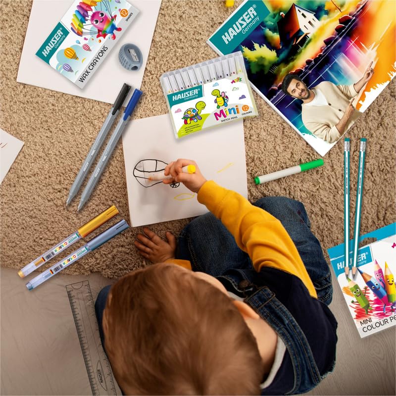 Hauser Germany Fab Art Stationery Kit | Assemble Creativity with Ease | All-in-One Stationery Solution | Ideal for Gifting | Pack of 1 Kit - 58 Pieces