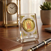 DIVINITI 24K Gold Plated Lord Tirupati Balaji Acrylic Frame for Car Dashboard, Home Temple & Office Table | Premium Spiritual Gift, Blessings for Protection & Positivity, 8x7 cm Decorative Showpiece