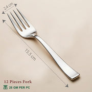 Parage 12 Pieces Stainless Steel Dinner Forks Set for Home & Kitchen, 15.5 cm Long, Fruit Fork for Dining Table, Dining Tableware Cutlery Set, Silver