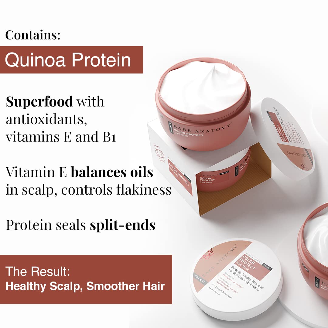 Bare Anatomy Colour Protect Shampoo & Hair Mask Combo | Helps Retain Hair Colour, Smoothens Dry & Frizzy Hair | Amino Acid Complex & Quinoa Protein | 250ml + 250gm