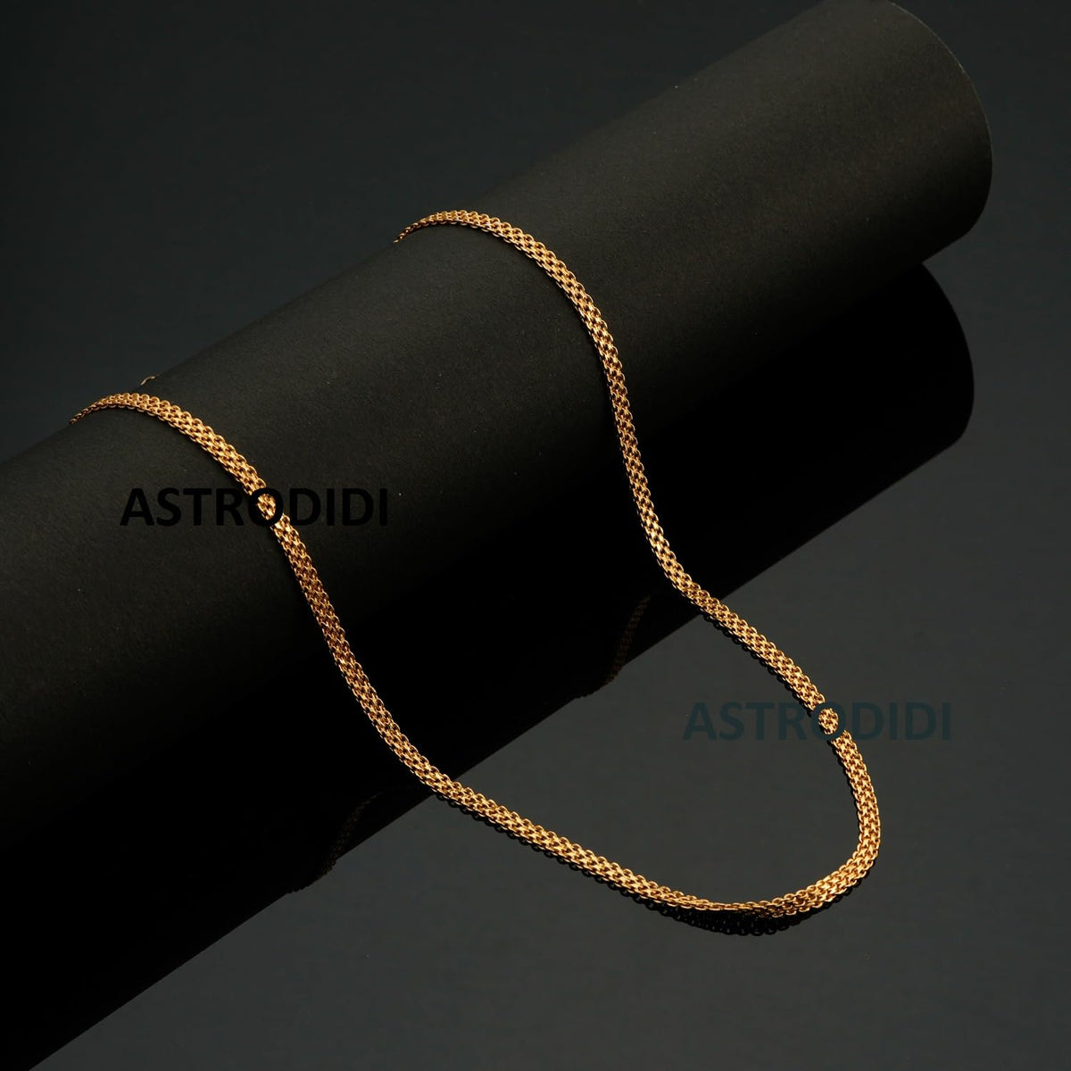 ASTRODIDI Gold Plated Chain | 24 Inch Stylish Light Weighted Golden Brass Neck Chain For Girls Women Men Boys (MHC-04)