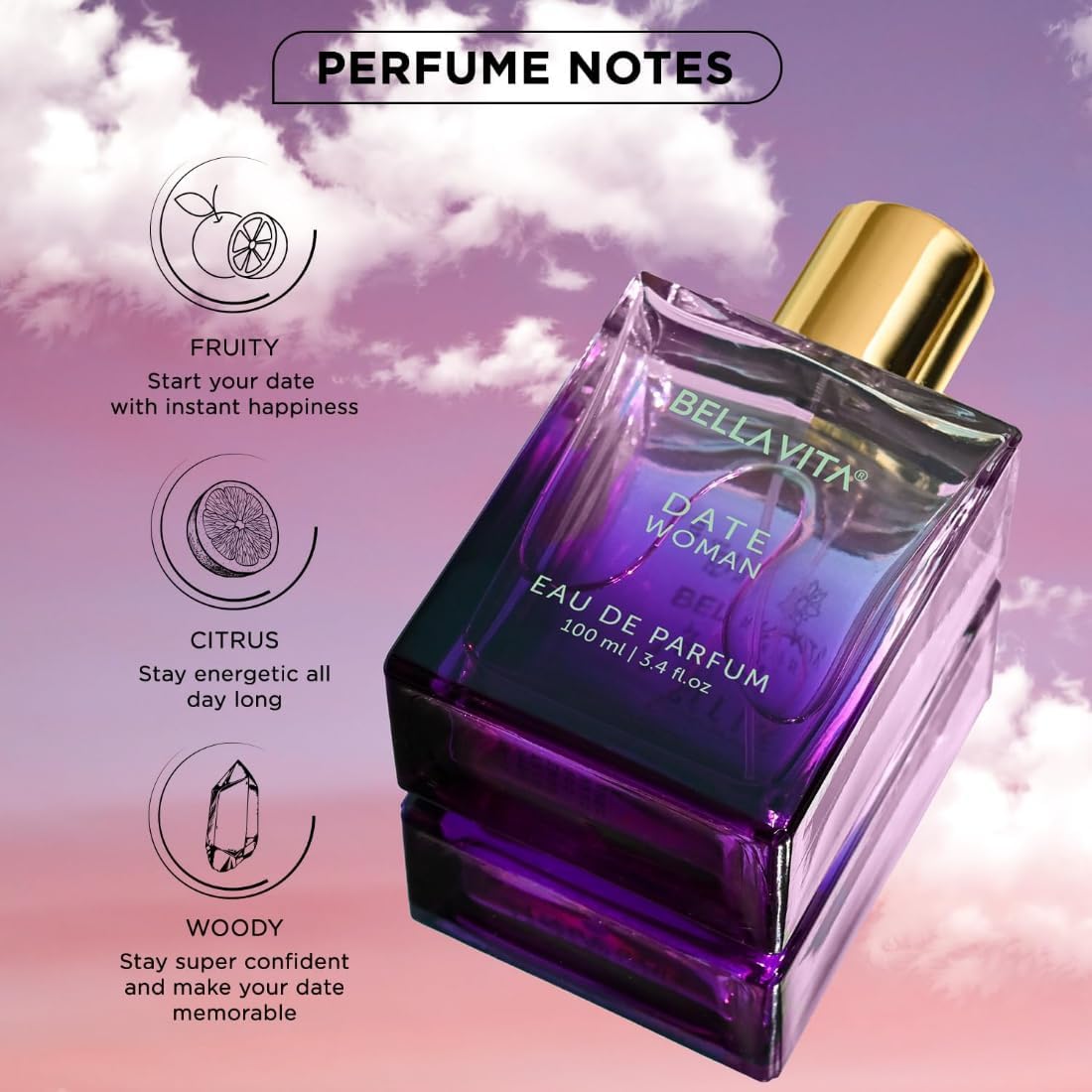 Bella Vita Luxury Date Woman Long Lasting Perfume for Women | EDP 2 x 100ml | Pink Pepper, Jasmine & Vanilla | Floral, Woody & Fruity Premium | Fragrance You’ll Love
