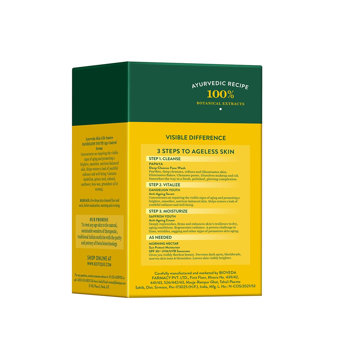 Biotique Dandelion Youth Anti-Ageing Serum| Ayurvedic and Organically Pure| Anti-Ageing Serum for Men & Women| Reduces Fine Lines & Wrinkles |100% Botanical Extracts| All Skin Types | 40ml(Pack of 2)