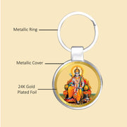 DIVINITI 24K Gold Plated Key Chain with Metallic Ring|Key Chains For Premium Gift All Vehicles Car Bike Scooty|Durable Key Ring For Men Women and Kids