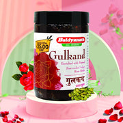 Baidyanath Asli Ayurved Gulkand 400 Gummy Enriched with Prawal Sun-cooked Indian (Rose Petal Jam) (Pack of 1)