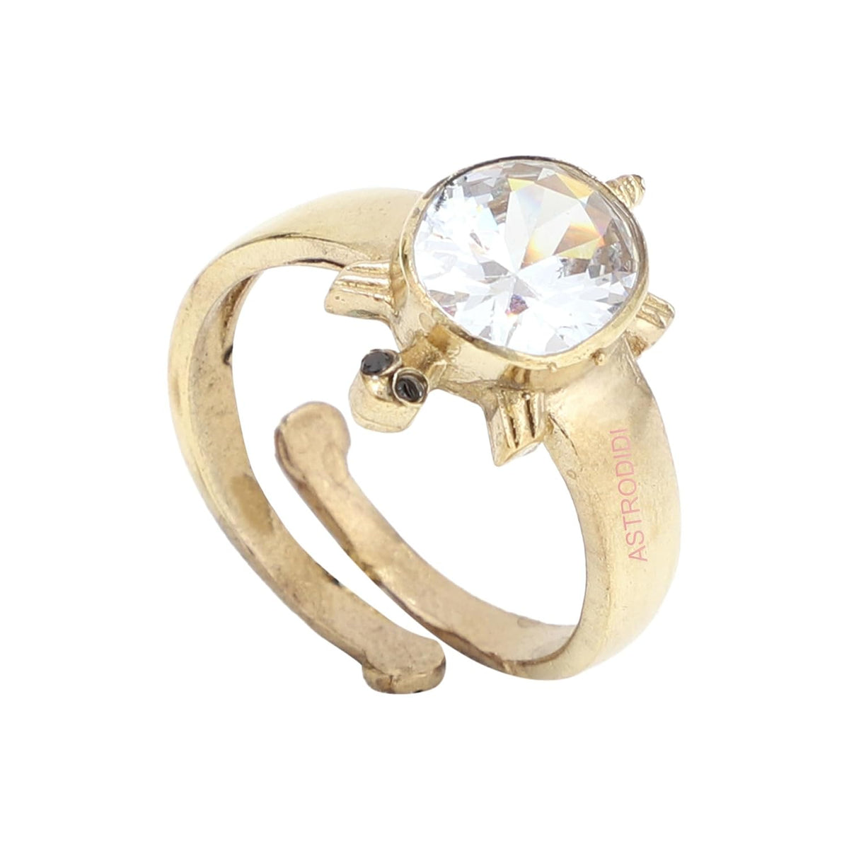 ASTRODIDI White Zircon Stone Tortoise Ring | Adjustable Brass Kachua Turtle Meru Fashion Ring For Men Women Boys and Girls