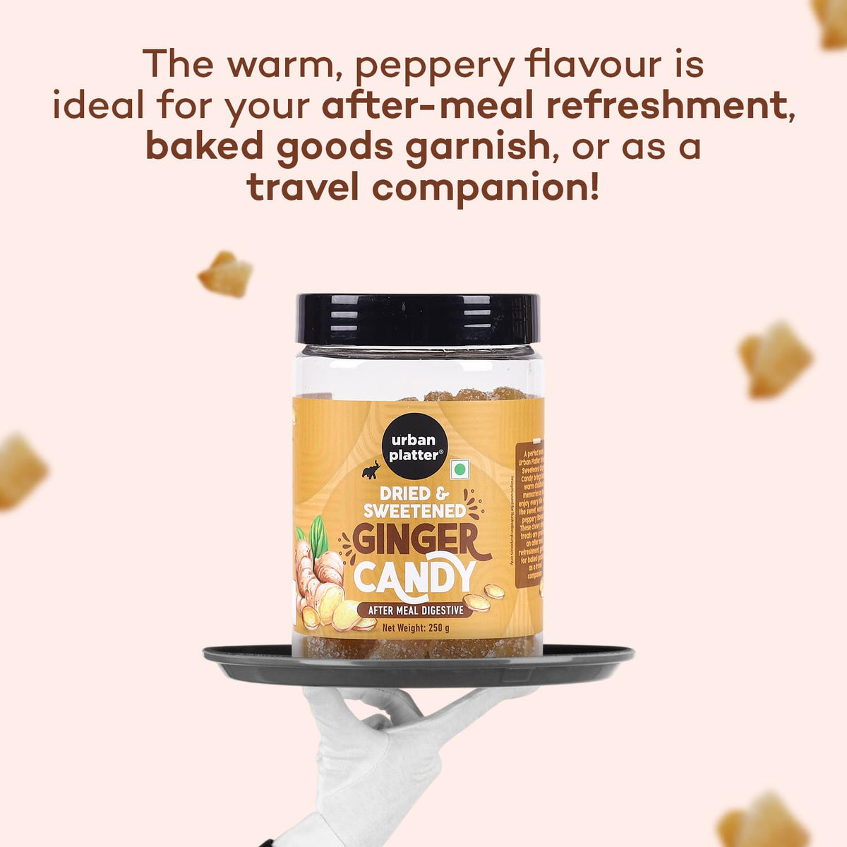Urban Platter Dried Ginger Candy, 250g (Digestive | Travel-friendly | Helps prevent Nausea)
