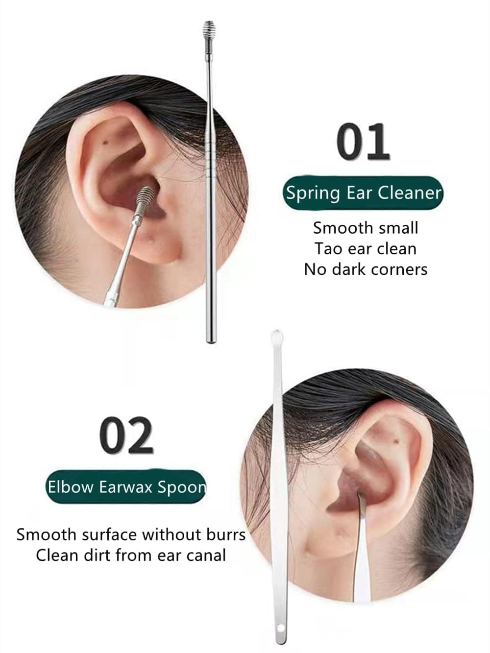 E-COSMOS® Ear Wax Cleaner - Resuable Ear Cleaner Tool Set with Storage Box - Ear Wax Remover Tool Kit with Ear Curette Cleaner and Spring Ear Buds Cleaner - 6 Pc, (EarCleaner6Pcs)