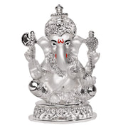 DIVINITI 999 Silver Plated Ganesha Idol for Home Decor Sculpture of Ganpati Figurine| Idol for Home, Office, Temple and Table Decoration| Religious Idol for Pooja, Gift (5.7x7 CM)