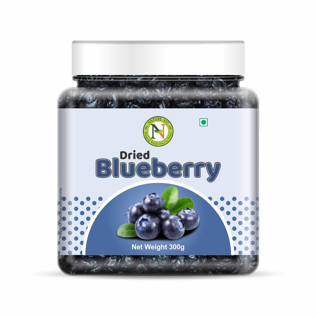 NatureVit Dried Blueberries 300 Gram | Sweet & Tart Antioxidant-Rich Berries | Healthy Snack for Kids & Adults | Ideal for Baking, Oats & Smoothies