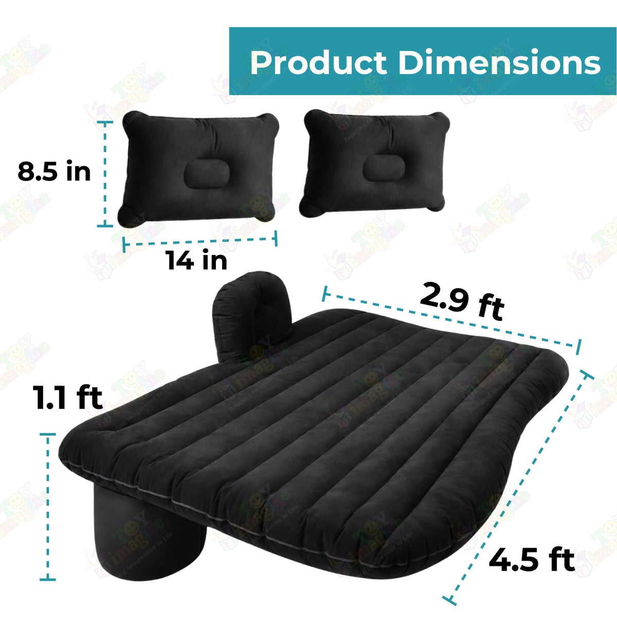 Toy Imagine Inflatable Car Bed with Air Pump & 2 Pillows