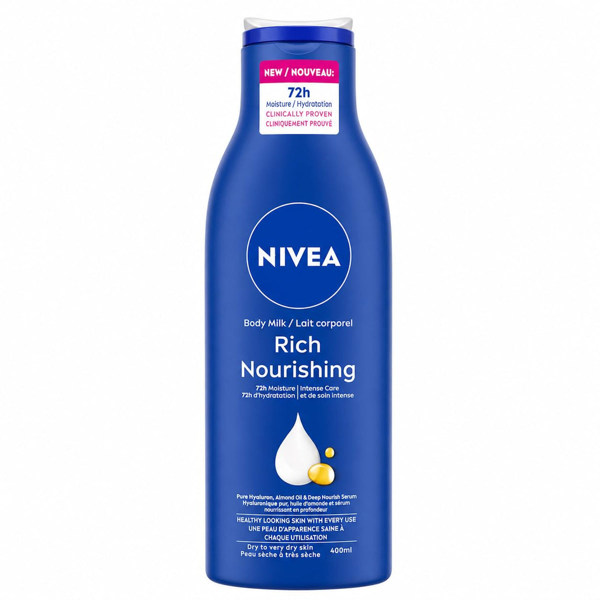 NIVEA Rich Nourishing Body Lotion 400ml for Dry Skin with Almond Oil and Deep Moisture Serum Intensive Hydration Moisturizer for Women and Men Non Greasy Fast Absorbing Body Lotion