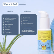 Little Rituals Baby Sunscreen for Kids 0-15 Yrs SPF 50 PA++++ Organic & Natural Lotion, UVA UVB IR, Blue Light, Wifi Radiation, Protection, Hypoallergenic, SWISS Tech, Daily Use Sunblock - 50gm