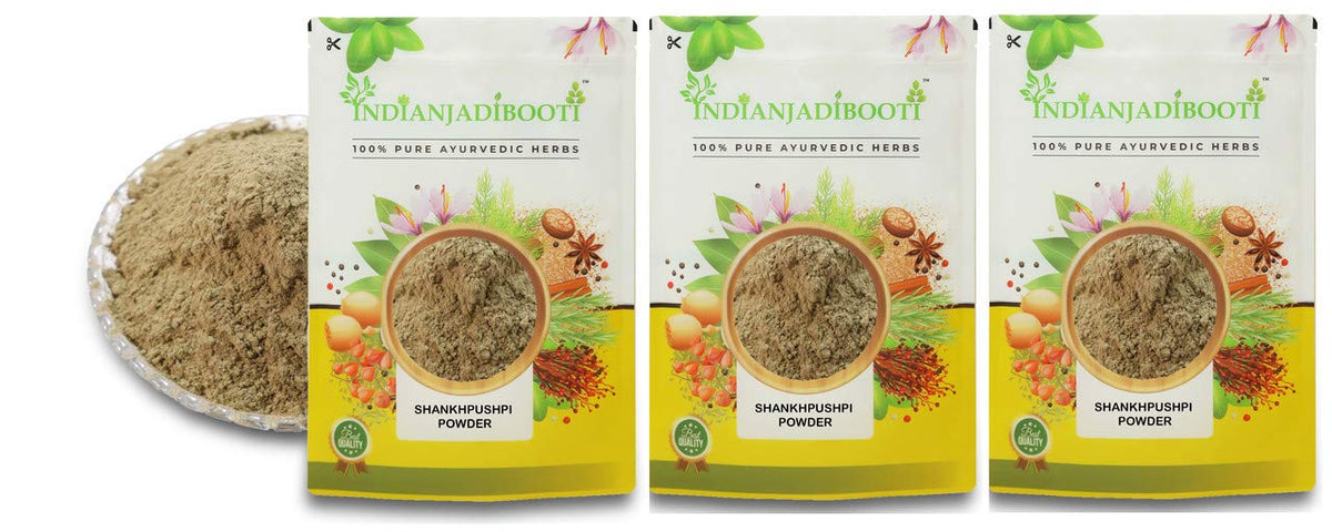 IndianJadiBooti Pure Shankhpushpi Powder (Convolvulus Pluricaulis) | Botanical for Cognitive Harmony, Deep Focus & Pitta Balance s, 3 Packs of 900 Grams