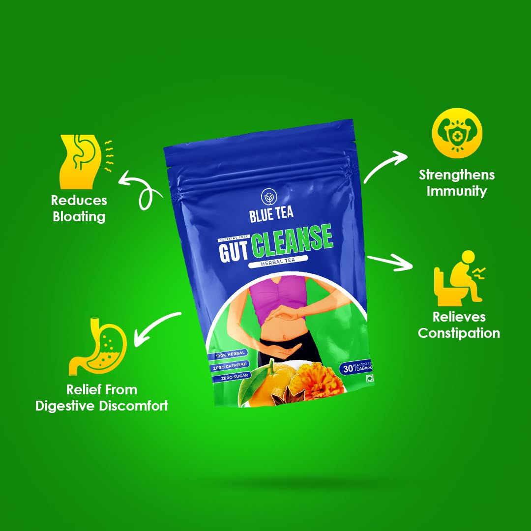 BLUE TEA - Combo of Belly Tea, Gut Cleanse (30 Teabags) & Liver Cleanse Tea (30 Teabags)