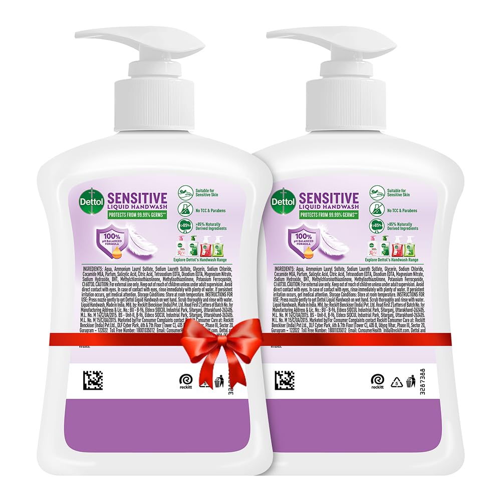 Dettol Sensitive Liquid Hand Wash Pump - 200 ml (Pack of 2)